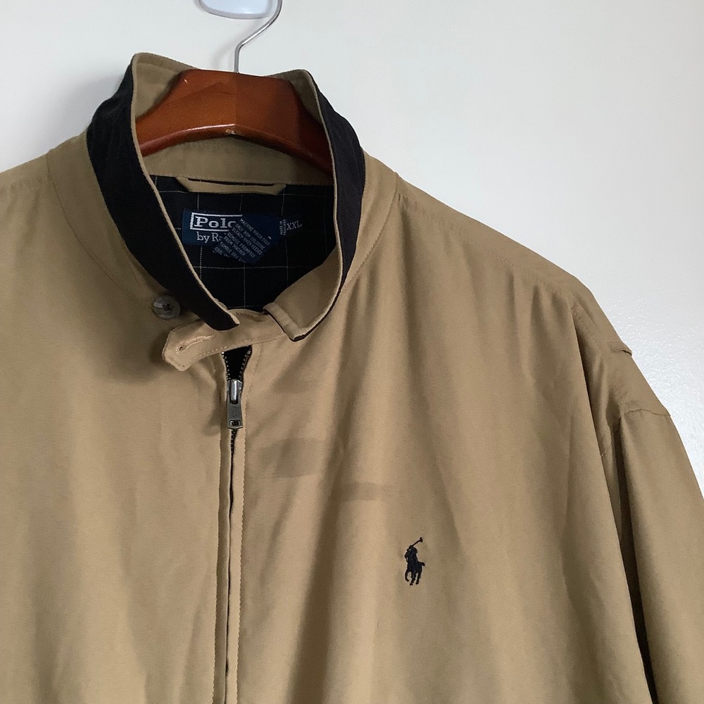 Polo Ralph Lauren Mens XXL Harrington Jacket Tan Zip Up Plaid Lined Windbreaker